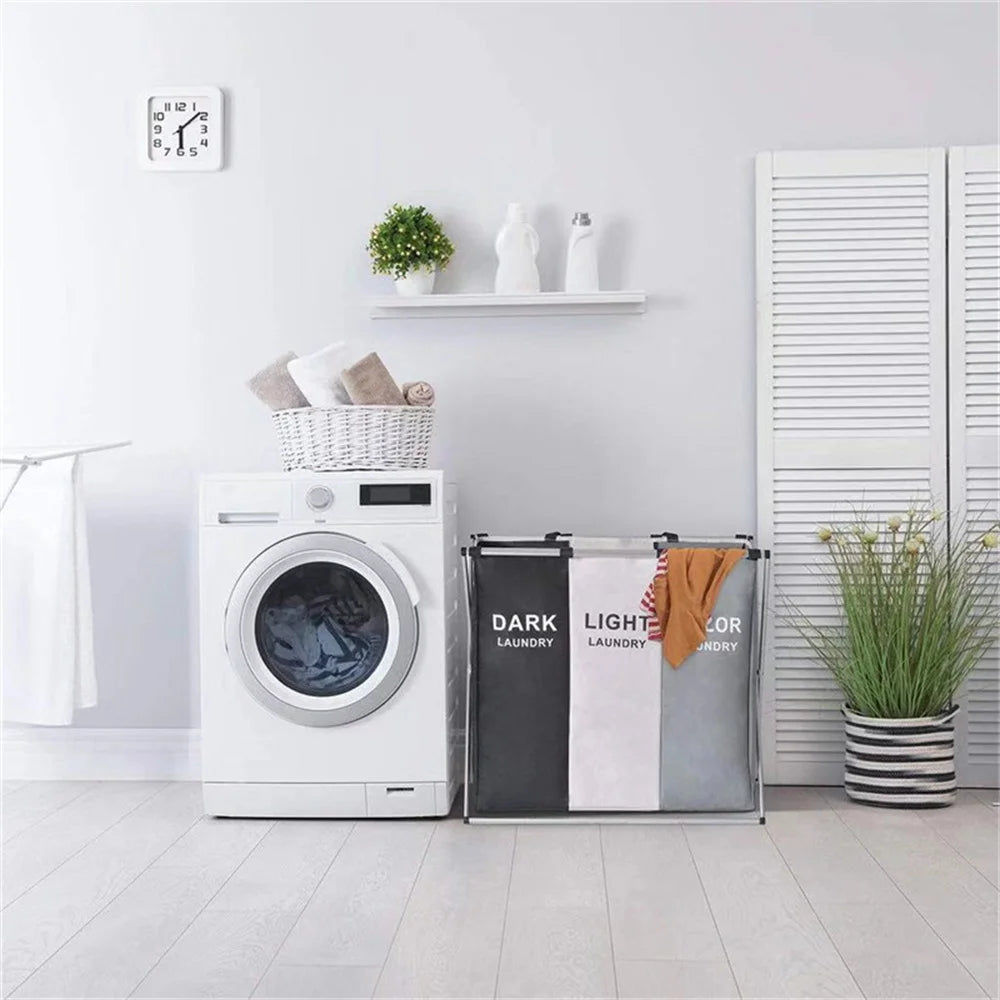 1/3 Grids Dirty Clothes Laundry Basket Storing Waterproof Oxford Storage Bags Portable Foldable Clothing Toy Household Organizer