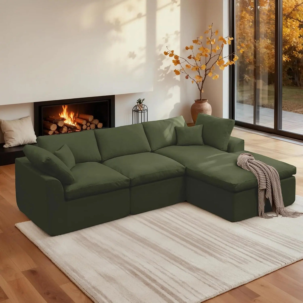 Modern Boneless Modular Cloud Sectional Sofa With Ottoman