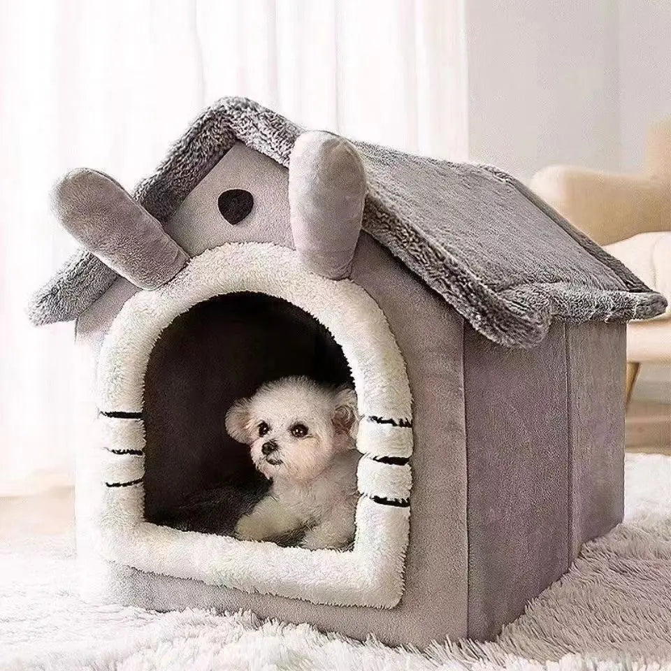 Luxurious Coral Fleece Dog House Bed For Indoor Pets