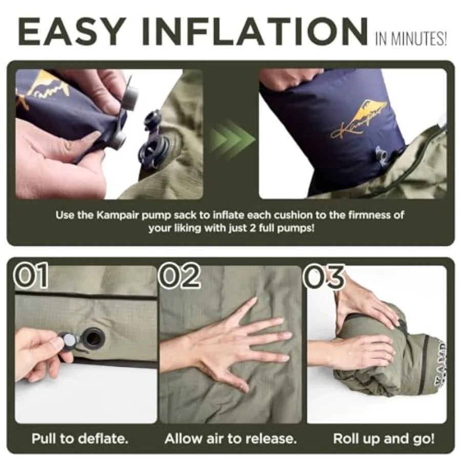 Detachable Tri Folding Sleeping Pad for Camping Ultra-Thick 5.5 Inch Air Mattress Quick Inflate Zipper Design for Detachment Ma