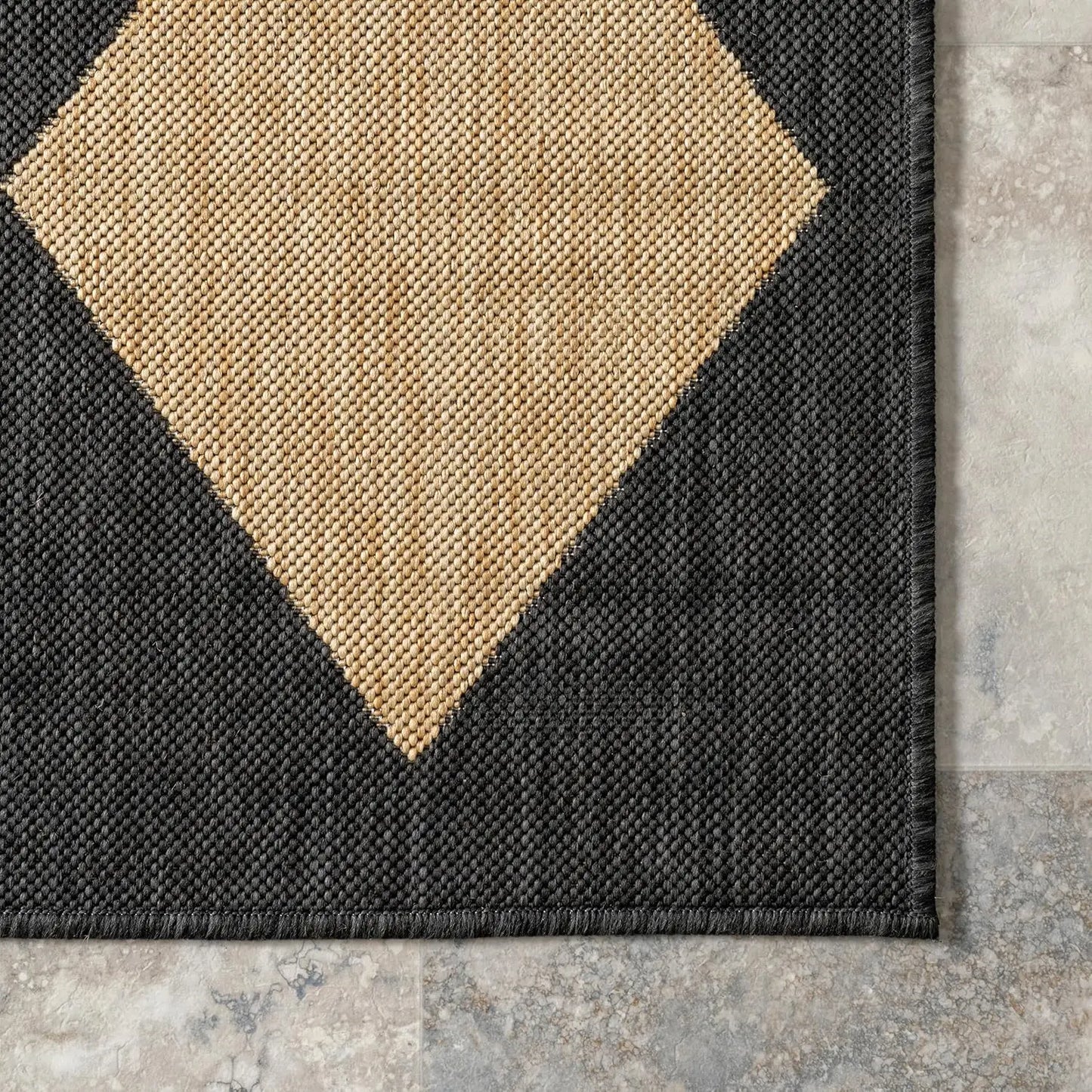 Dark Grey 6ft7in Square Stain Resistant Indoor Outdoor Patio Deck Garden Area Rug, Customized