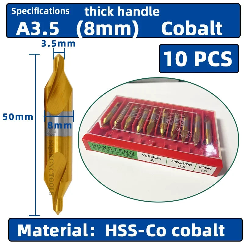 HSS Combined Center Drills Ti-Coated 60 Degree Countersinks Angle Bit Set 6pcs 1.0-5mm Metal Centering Dril Bit Lathe W6542 M35