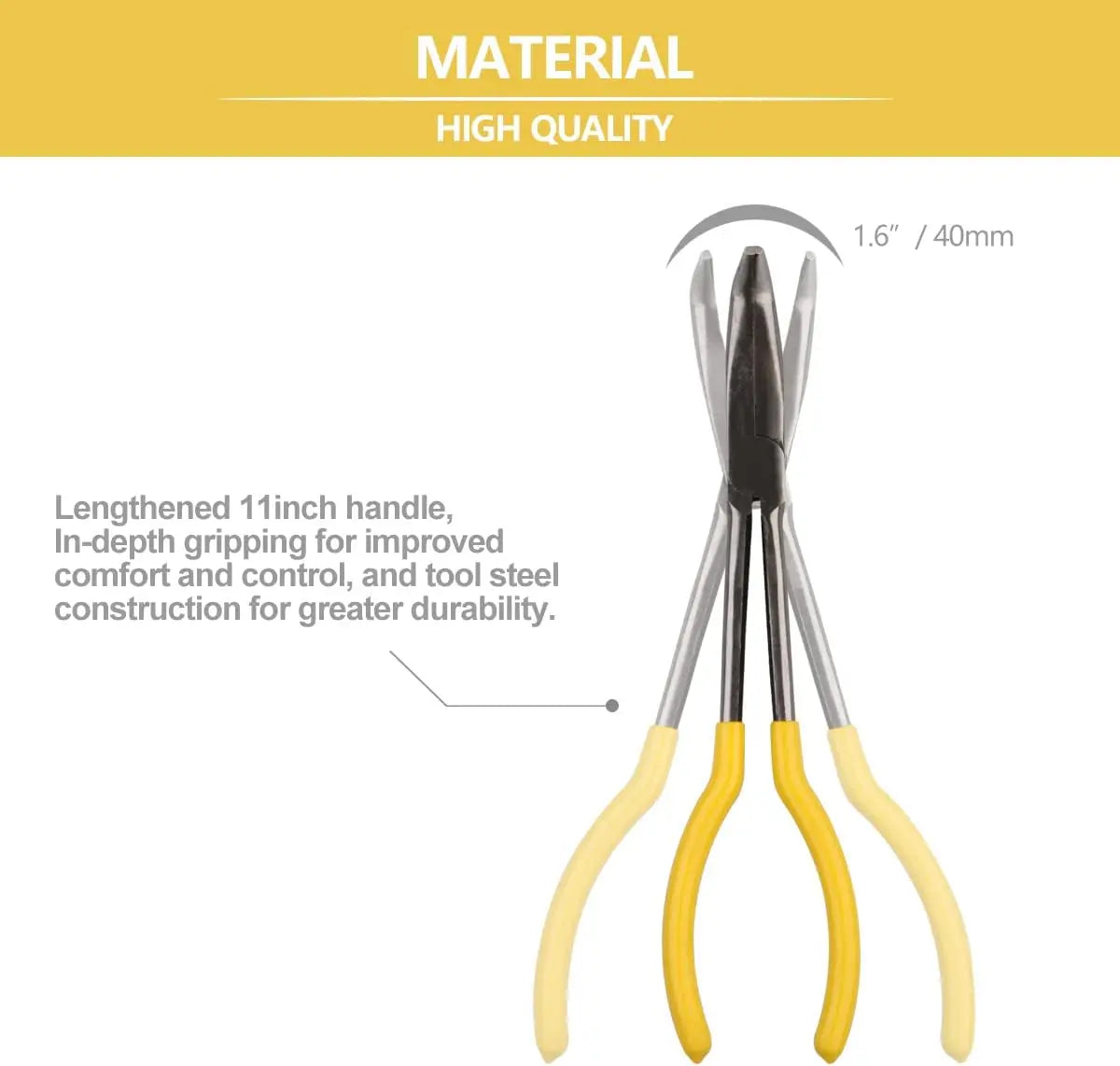 11" Long Nose Pliers Straight Bent Tip Nose Plug Cable Puller Long Needle Nose Pliers Wire Cutter Hose Spanner Clips Hand Tools