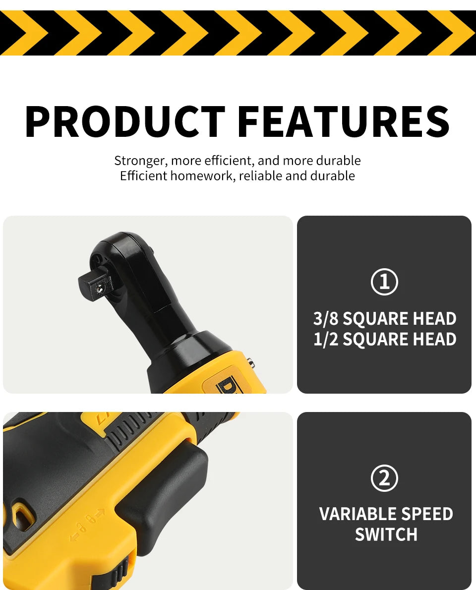 DEWALT DCF513 1/2 Brushless Cordless Ratchet Wrench Variable Speed Rechargeable High Torque Right Angle Fit DEWALT 20V Battery