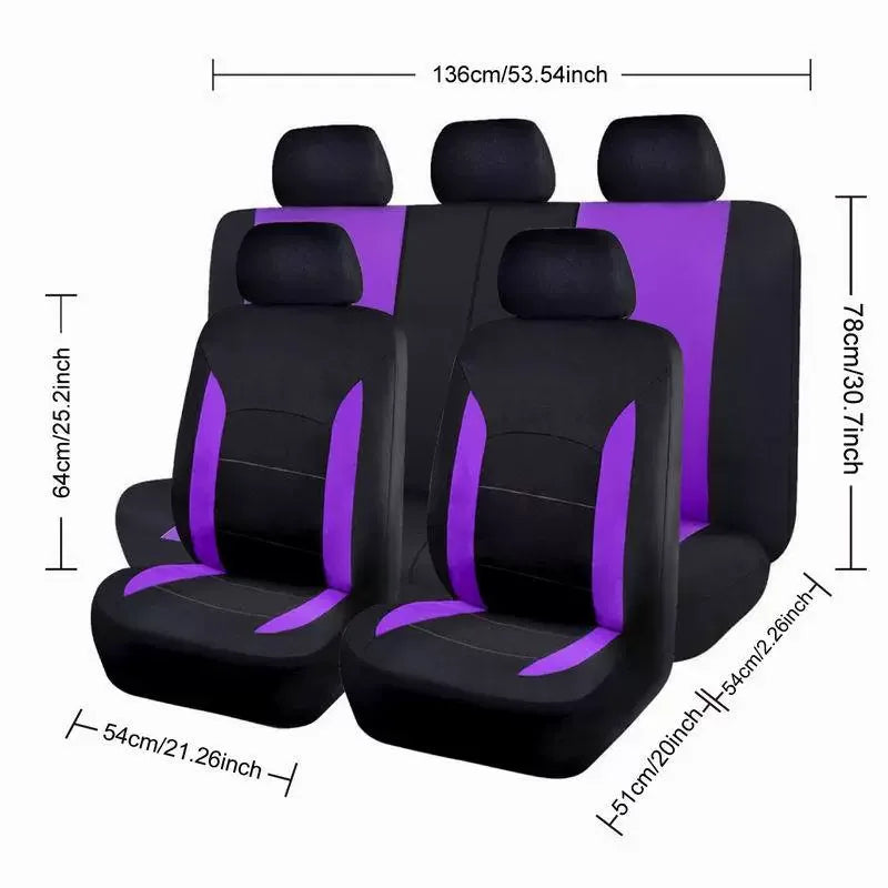 Women's Car Interior 37-Piece Set - Polyester Seat Covers, PU Steering Wheel Cover, Shoulder Pads, Decorative Strips  etc