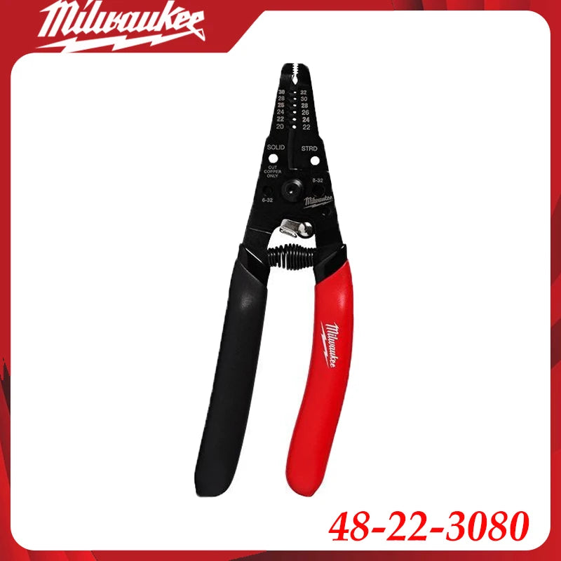 Milwaukee 48-22-3080 AWG Low Voltage Dipped Grip Wire Stripper Cutter Durable Precise Quick Cutting Hand Tools