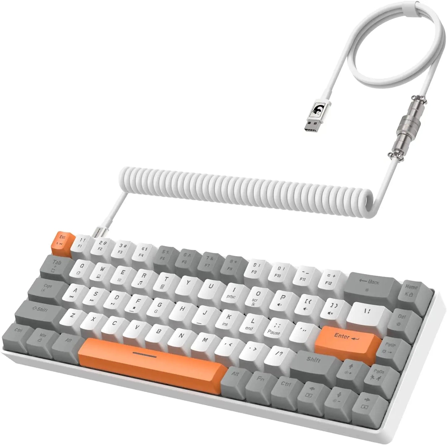 T8 Wired 65% Mechanical Gaming Keyboard with RGB Backlit Anti-ghosting TKL Mini 68 Key, Custom Coiled C to A Cable, Blue Switch