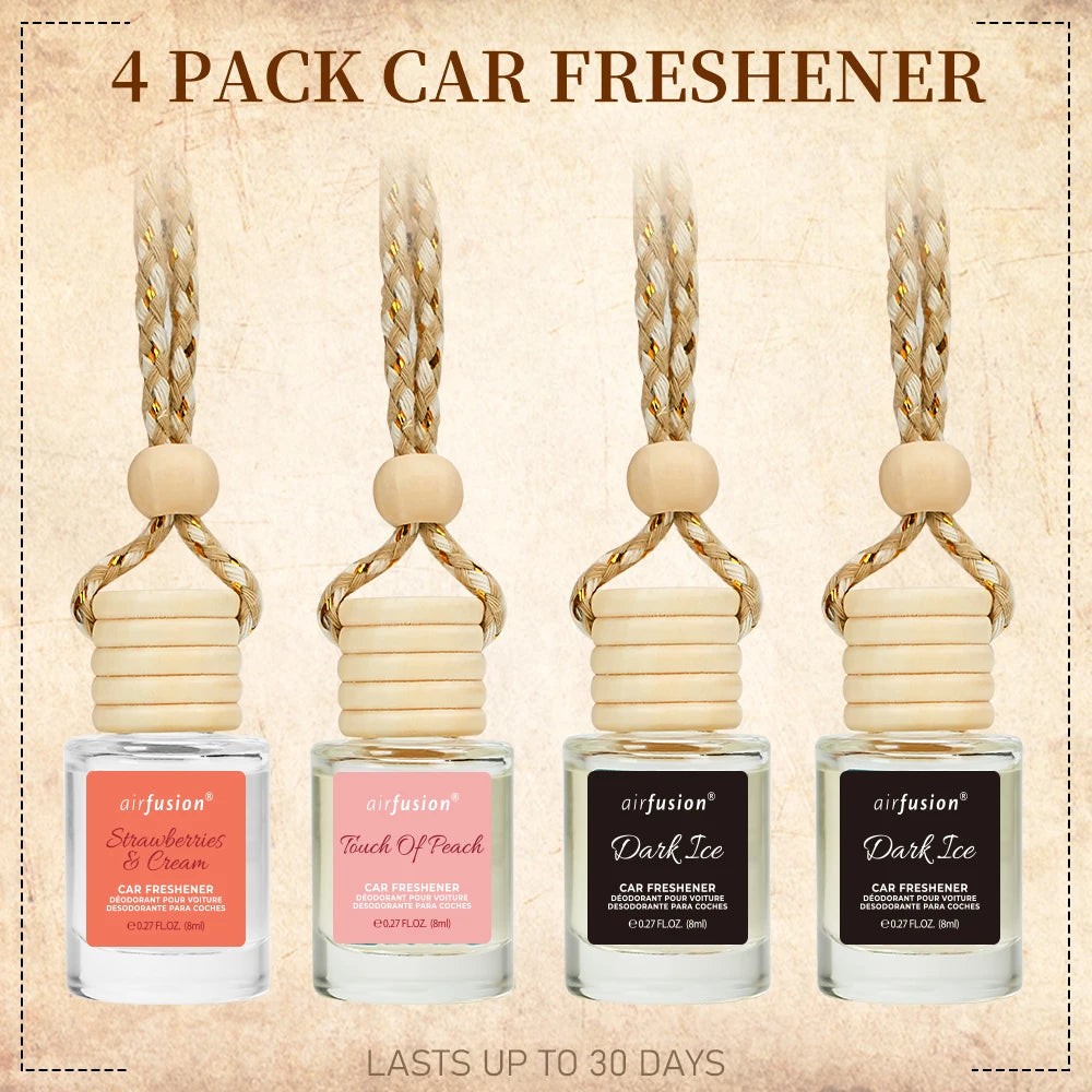 4 Pack Hanging Car Air Freshener & Diffuser | 120-Day Long-Lasting Fragrance | 17 Fragrances All Ages