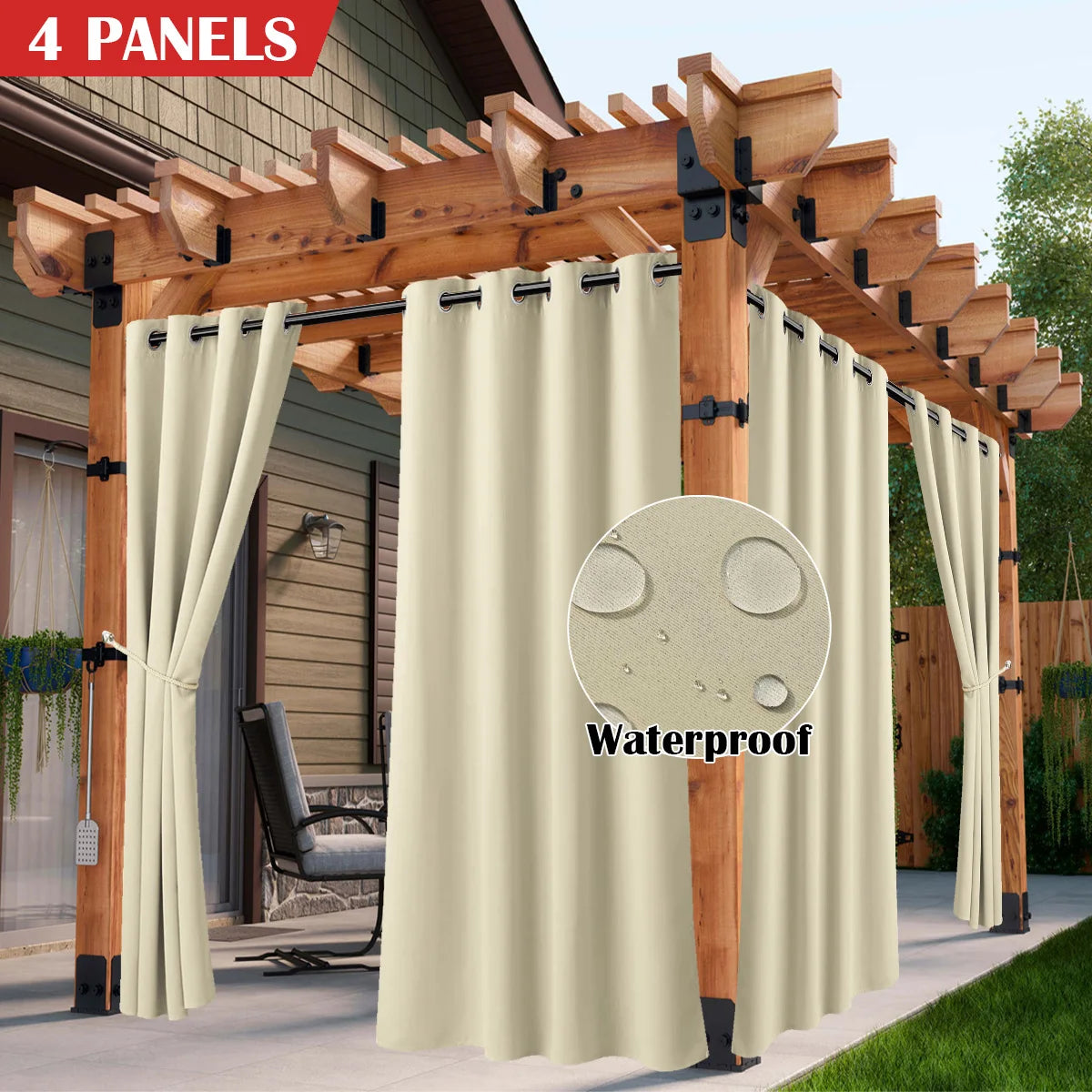 Waterproof Outdoor Curtains With UV Protection And Grommet Top