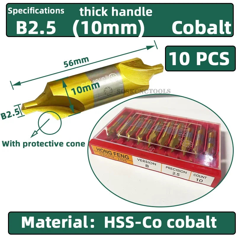 HSS Combined Center Drills Ti-Coated 60 Degree Countersinks Angle Bit Set 6pcs 1.0-5mm Metal Centering Dril Bit Lathe W6542 M35