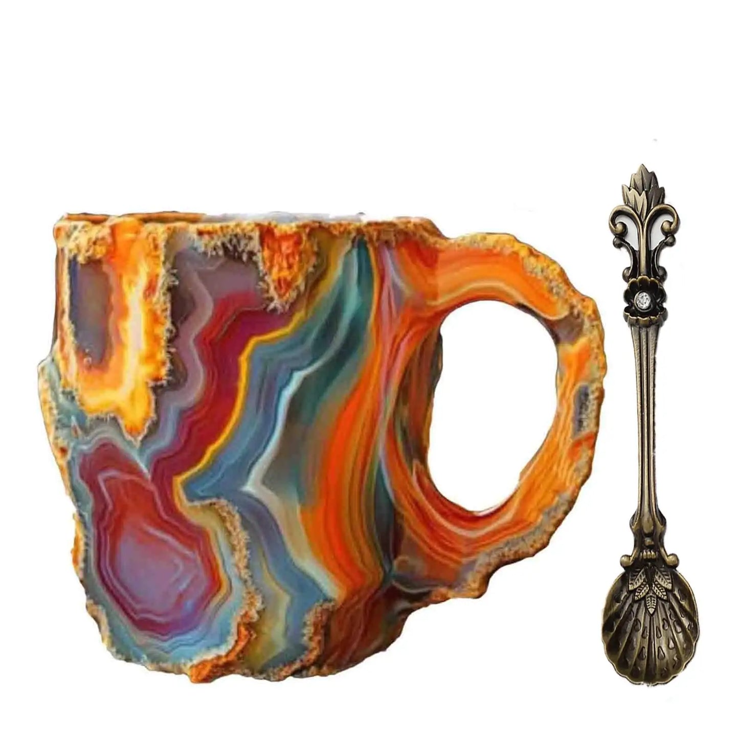 1PC Multi-Colored Mineral Crystal Coffee Mug，Natural Mineral Crystal Mug， Colorful Crystal Christmas Mugs,Christmas Gift New