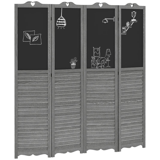 4-Panel Folding Room Partition Divider Wall, Privacy Screen Gray