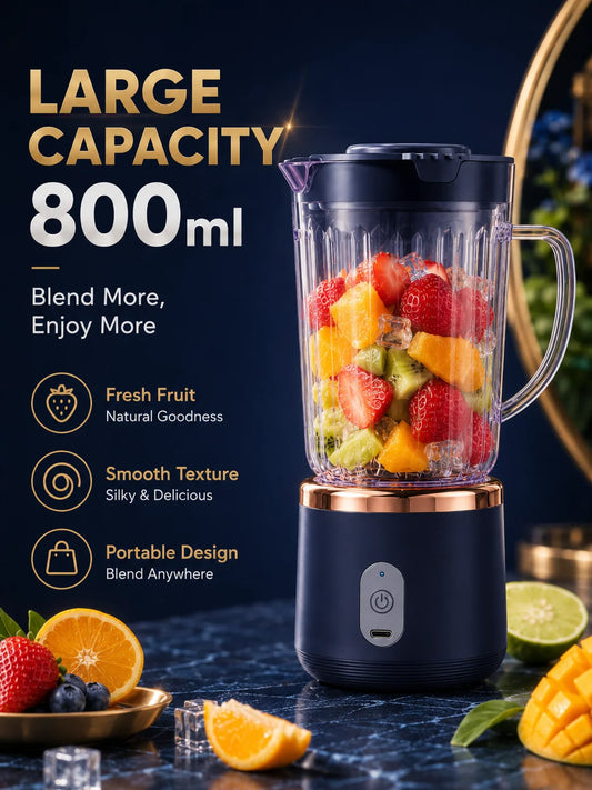 Food Grade 800ml Wireless Blender 1500mAh Battery 6 Blade Fruit Juicer Cup 30W Portable Smoothie Mixer For Shakes Drinks