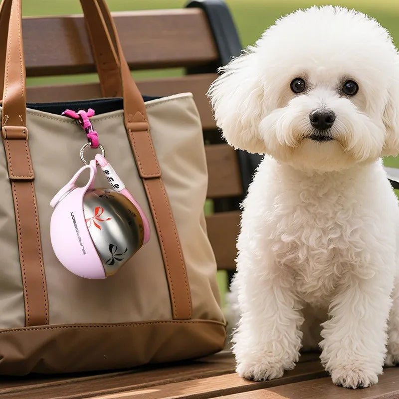 Portable Dog Water Bottle Stainless Steel Travel Cat Water Dispenser with Bowl No-Spill Puppy Water Bottle for Walking Hiking