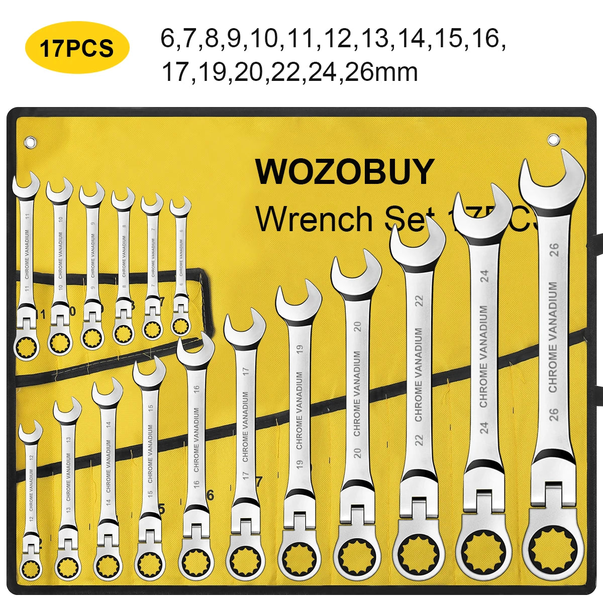 Flexible Head Ratchet Wrench Set With 72 Teeth Crv
