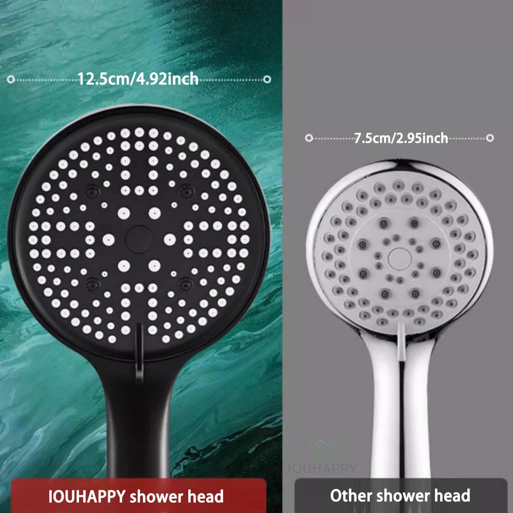 High Pressure Shower Head Set Water Saving Rainfall Spray Handheld 6 Jet Modes Shower Head with Hose Bathroom Accessories