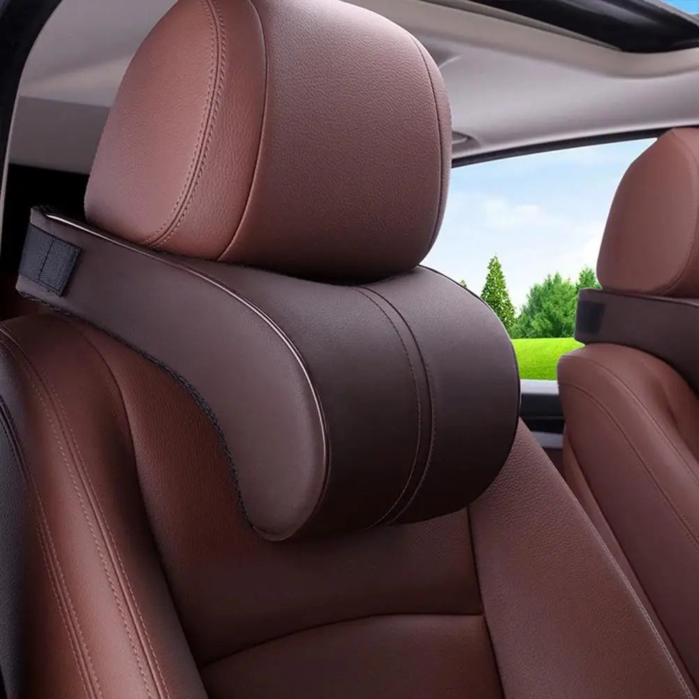 Adjustable Breathable Car Headrest Memory Cotton Car Cushion Leather Neck Pillow Car Waist Pad Automotive Decorative Products
