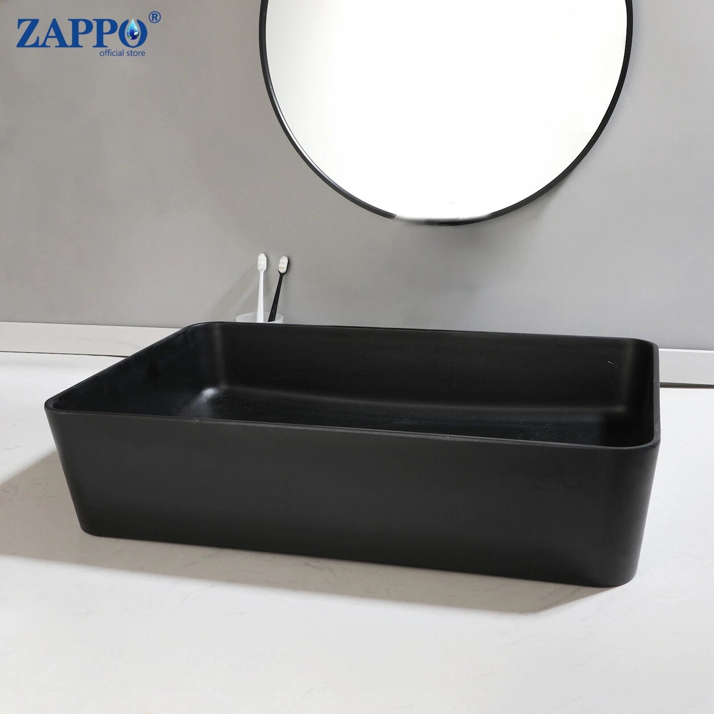 ZAPPO Vessel Sink With Drain Stone Resin Washbasin