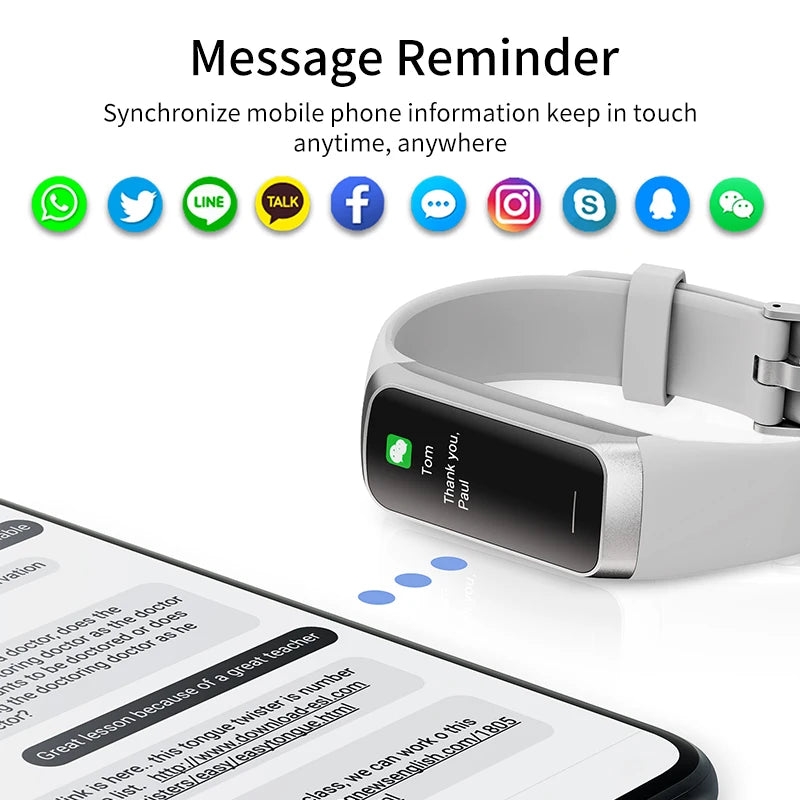 LIGE Amoled Smart Watch Band Women Heart Rate Blood Waterproof Fitness Tracker