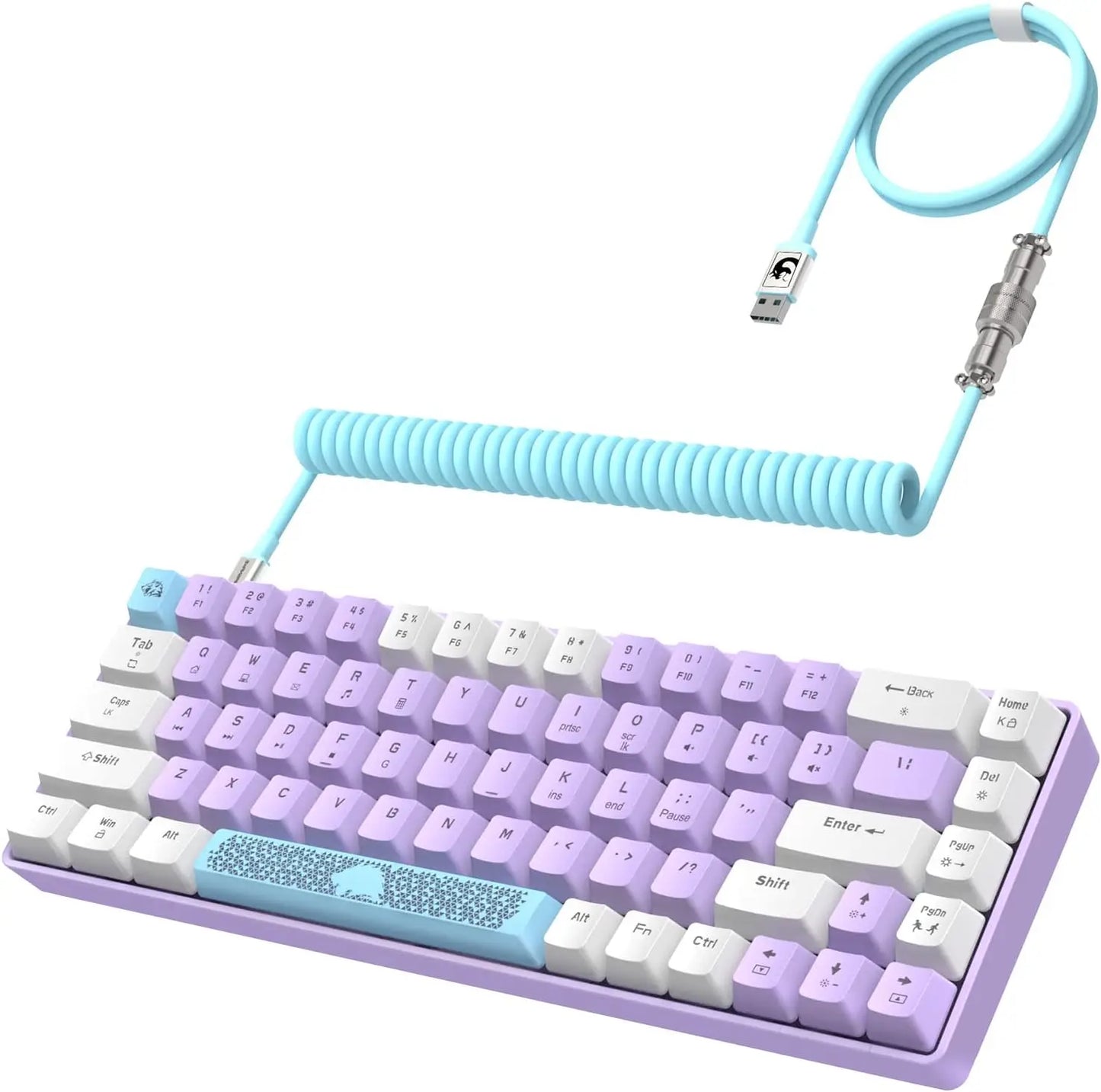 T8 Wired 65% Mechanical Gaming Keyboard with RGB Backlit Anti-ghosting TKL Mini 68 Key, Custom Coiled C to A Cable, Blue Switch