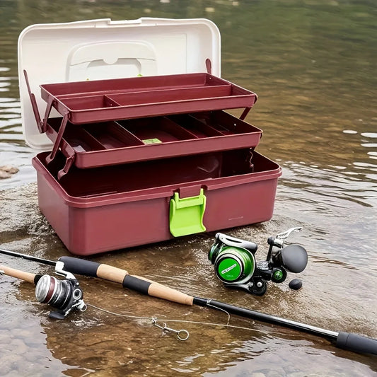 1 Portable Multi-functional 3-Tier Storage Box – Large-Capacity Hand Tool Box, Compartmentalized Organizer, Fishing Gear Storage Box, Heavy-Duty Large-Capacity Fishing Box; Ideal Gift for Fishing Enthusiasts.