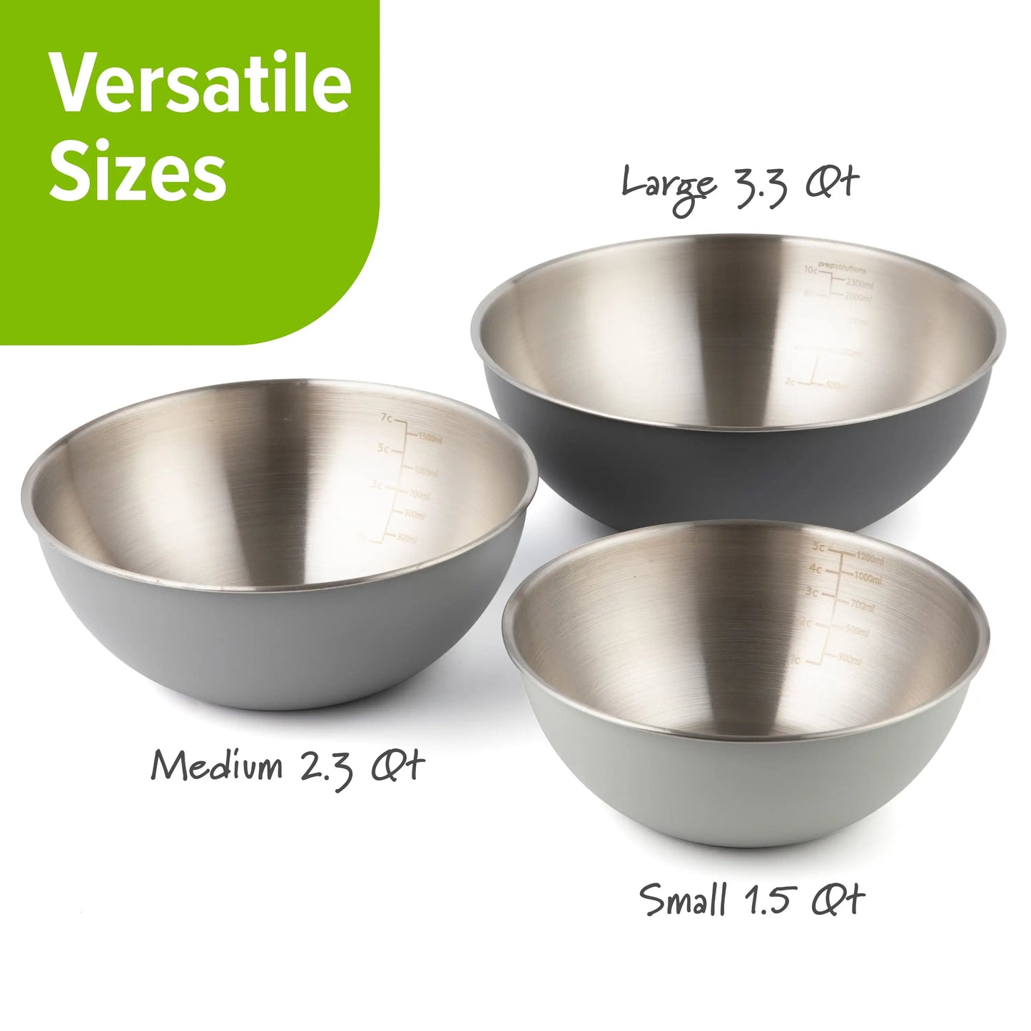 Stainless Steel Mixing Bowls Set of Three Durable Kitchen Essentials for Baking and Food Prep