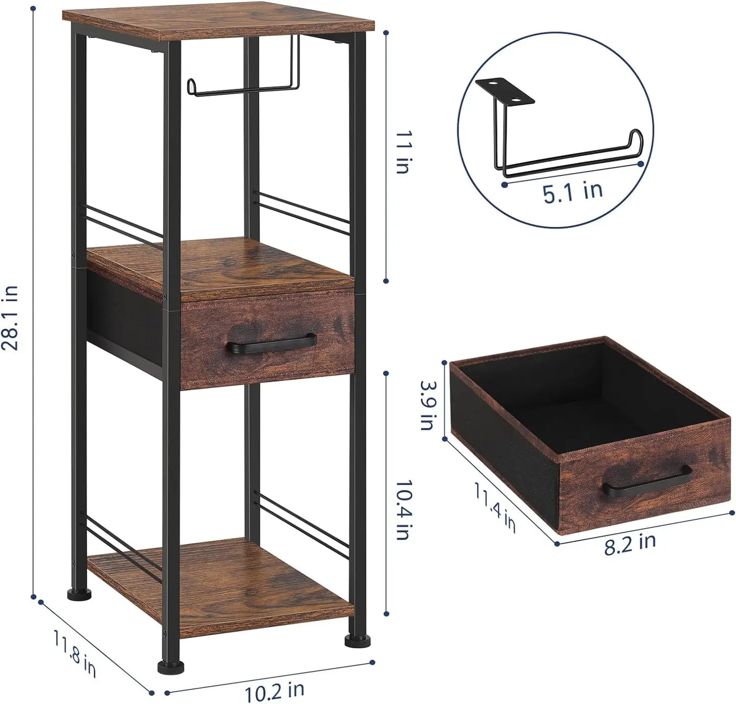 Bathroom storage cabinet, independent toilet paper storage cabinet with sliding storage drawer, farmhouse small bathroom rack