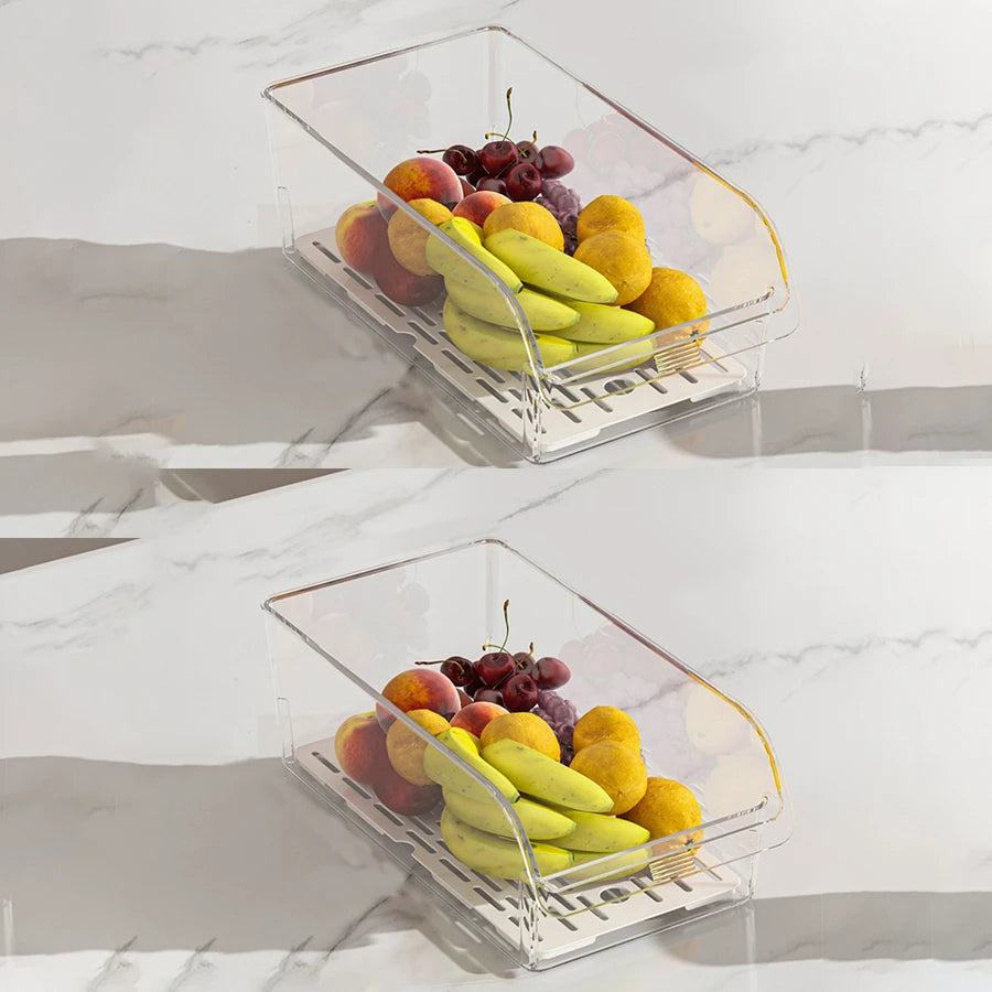 Clear Fridge Organizer, Refrigerator Organizer Bins with Handle, Freezer, Kitchen Cabinet, Pantry Organization, Fridge Organizer