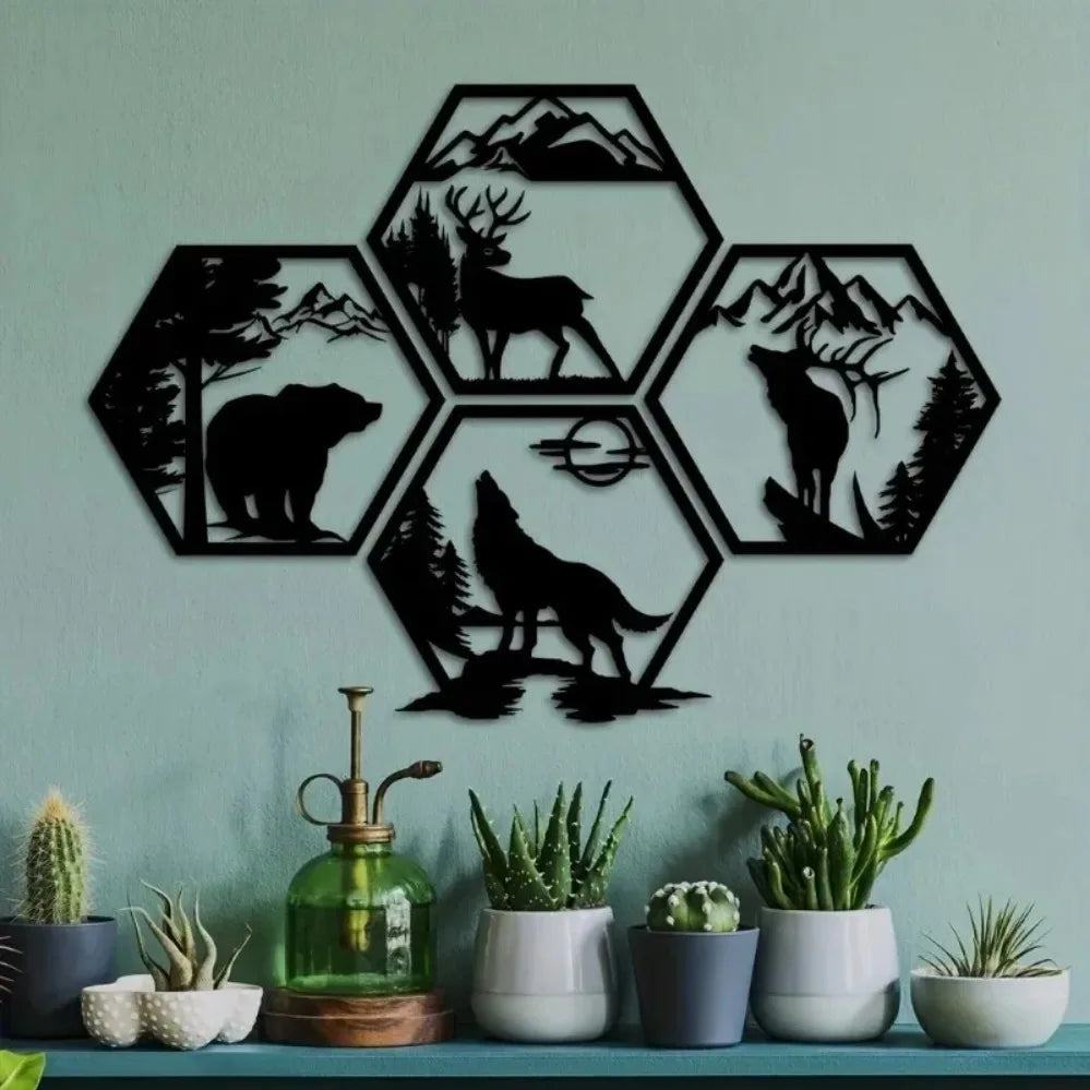Rustic Wilderness Forest Metal Wall Sculpture Set – Enchanting Art to Adorn Your Walls