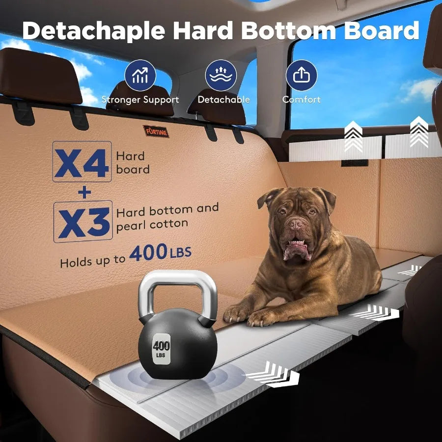 Upgraded PU Leather Dog Car Seat Cover with Hard Bottom for Back Seat of Car and SUV Waterproof and AntiScratch Holds up to 400