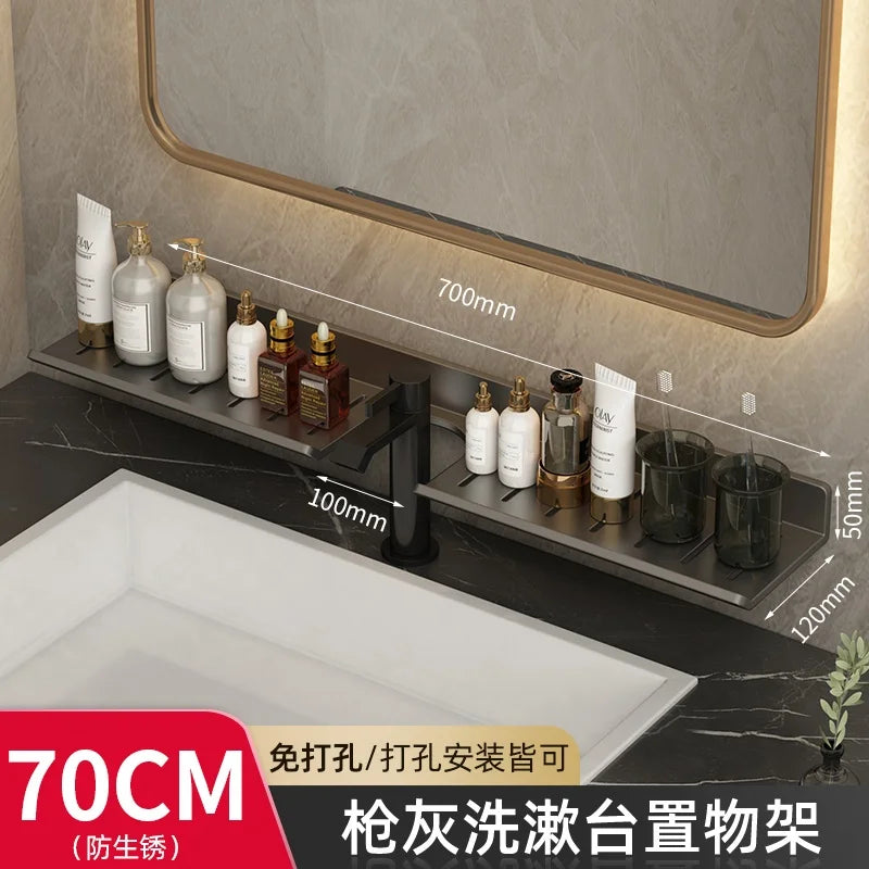 ‌Wall-Mounted Washing Machine Shelf - No Drill Bathroom Organizer for Laundry Detergent & Toiletries Hanging Cabinet with Drawer