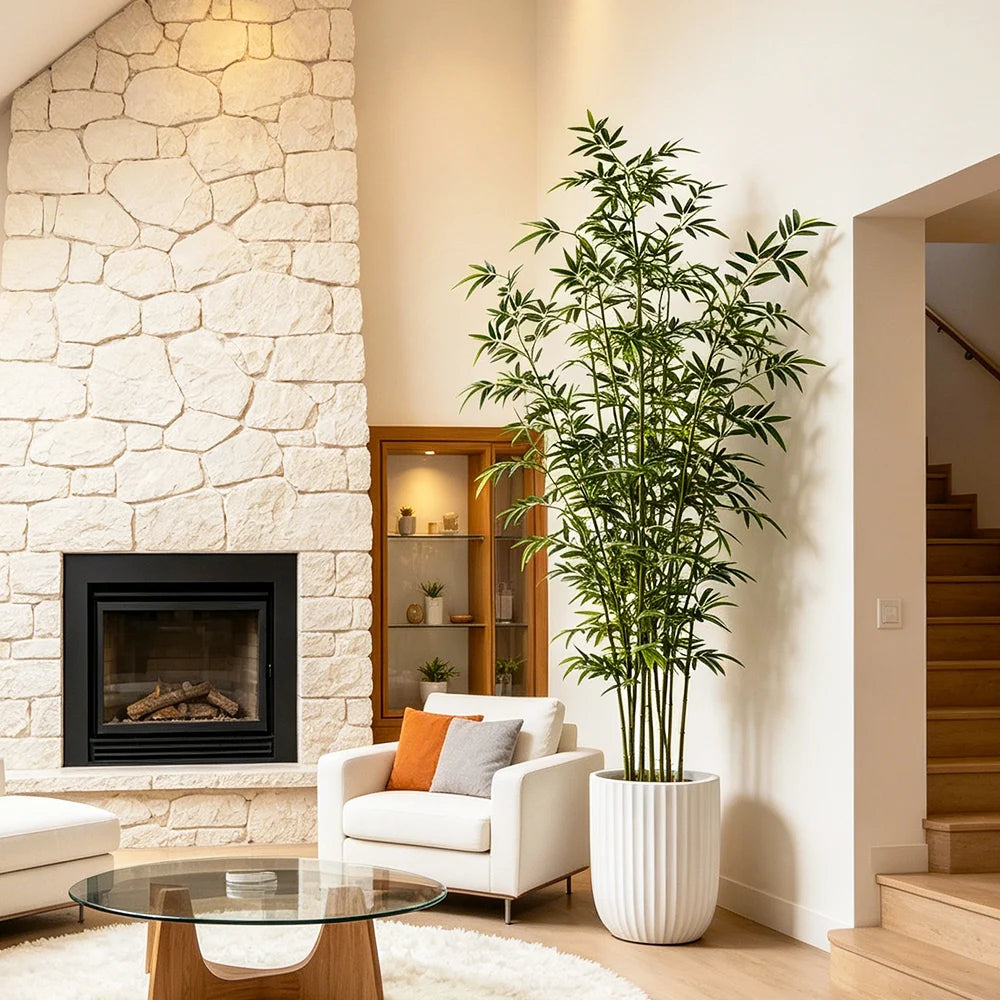 160-270cm Large Artificial Bamboo Tree Fake Palm Plant Faux Fern Bamboo Plants Plastic Bambusa Trees Leaf For Home Garden Decor