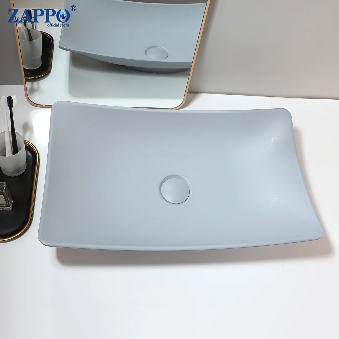 ZAPPO Vessel Sink With Drain Stone Resin Washbasin