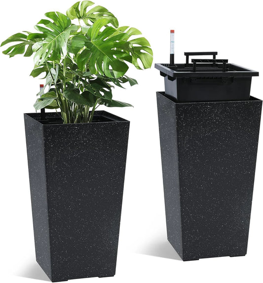 Two Planters With Drainage Holes And Water Level Monitor
