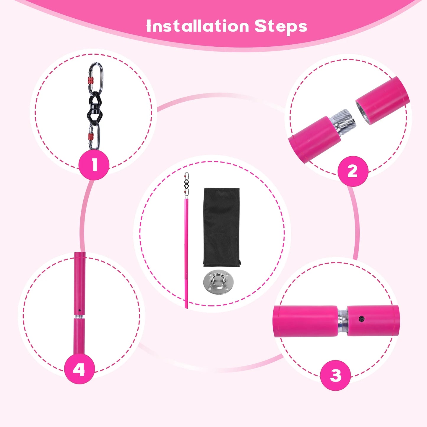 3m Stripper Pole Adjustable Height Portable Fly Dance Pole Removable Fitness Stripping Pole Aerial Equipment for Home Gym Bar