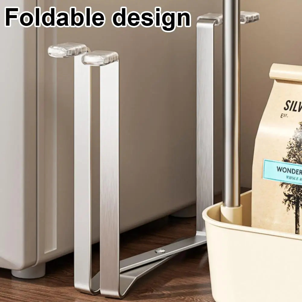 Foldable Garbage Bag Holder Stainless Steel Trash Bag Stand Countertop Waste Bag Support Rack Kitchen Sink Food Scrap Organizer