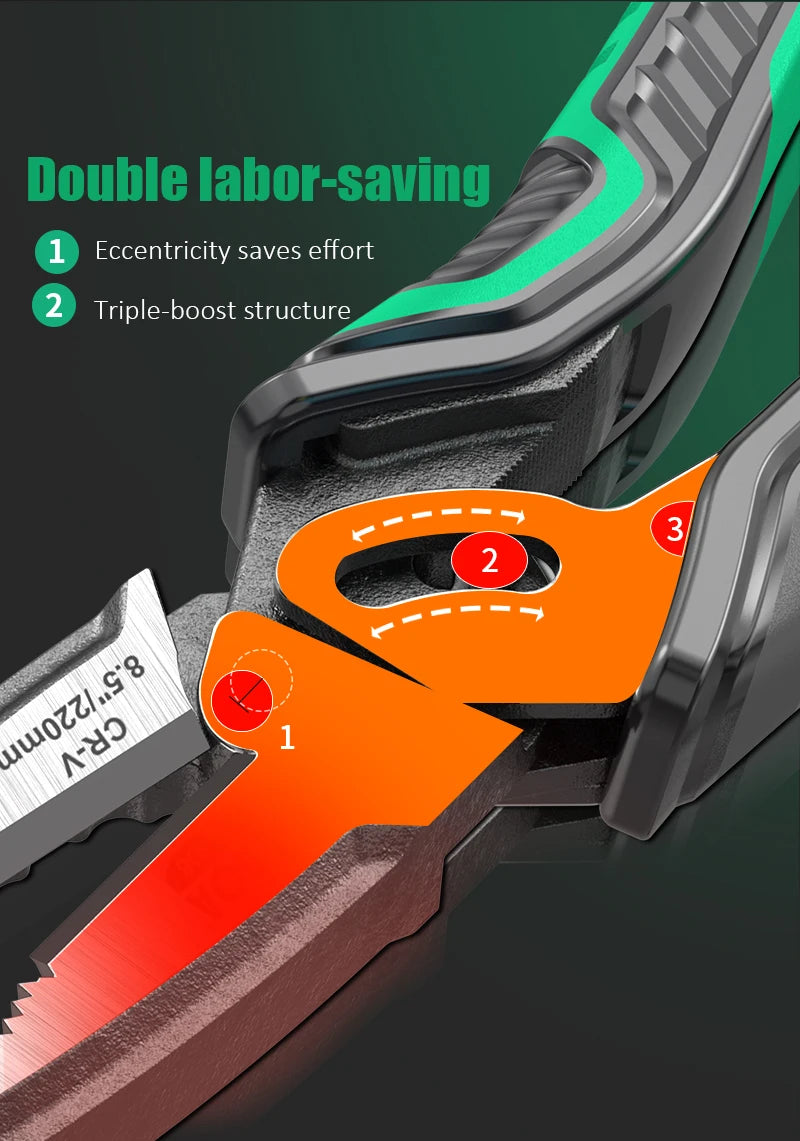 LAOA 8.5 Inch Wire Cutters Professional Eccentric Dual Shaft Labor-saving Electrician Pliers CR-V Household Hand Multi Tool