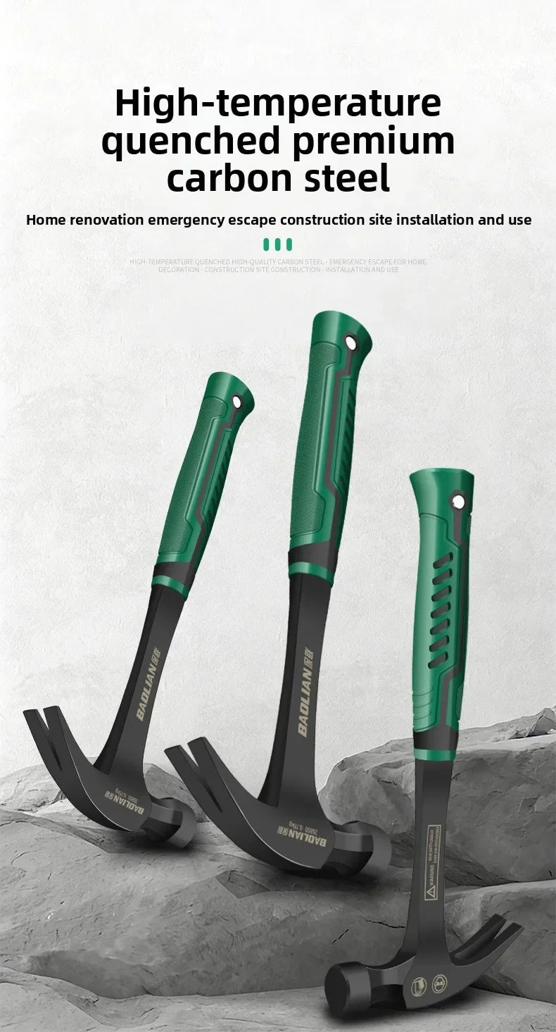 Multifunctional Claw Hammer Ramshorn Nail Hammer Engineering Handle Lightweight Portable Carpentry Window Breaking Hand Tools