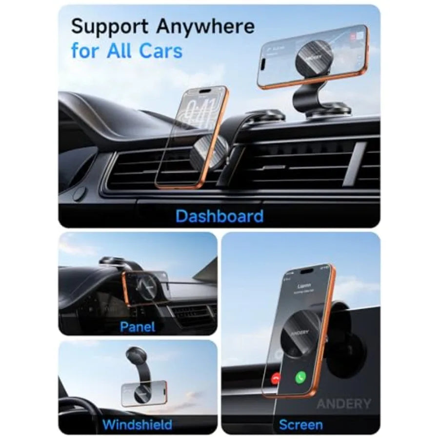 Car Phone Holder for MagSafe [360° Adjustable Memory Alloy Arm 2400gf Strongest Magnetic Power] Bendable Car Mount, Phone Holde