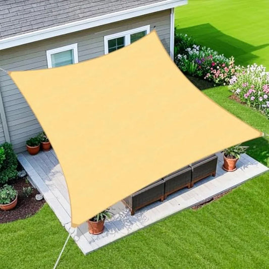 Sun Shade Sail 16'X20' Curved Edge Outdoor Shade Canopy Sand Breathable 95% UV Block Shade Cloth for Patio Garden Backyard We M