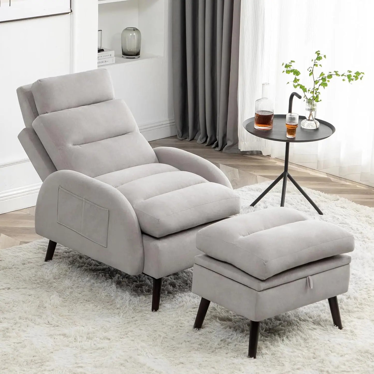 Accent Chair with Ottoman, Comfy Reading Chair and Ottoman Set, Modern Oversized Velvet Lounge Armchair with, Customized
