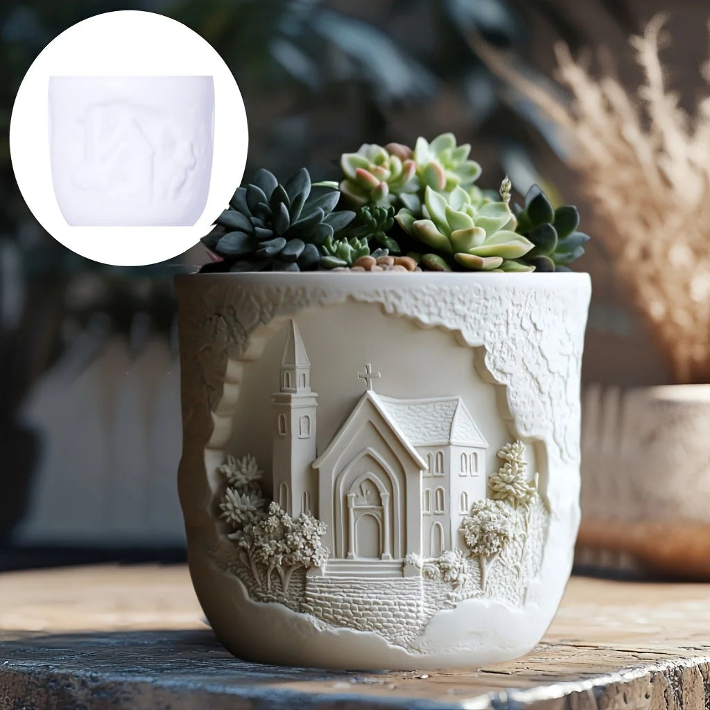 Mountain relief succulent plant flowerpot resin silicone mold mountain stream flowing water storage box candle cup gypsum molds
