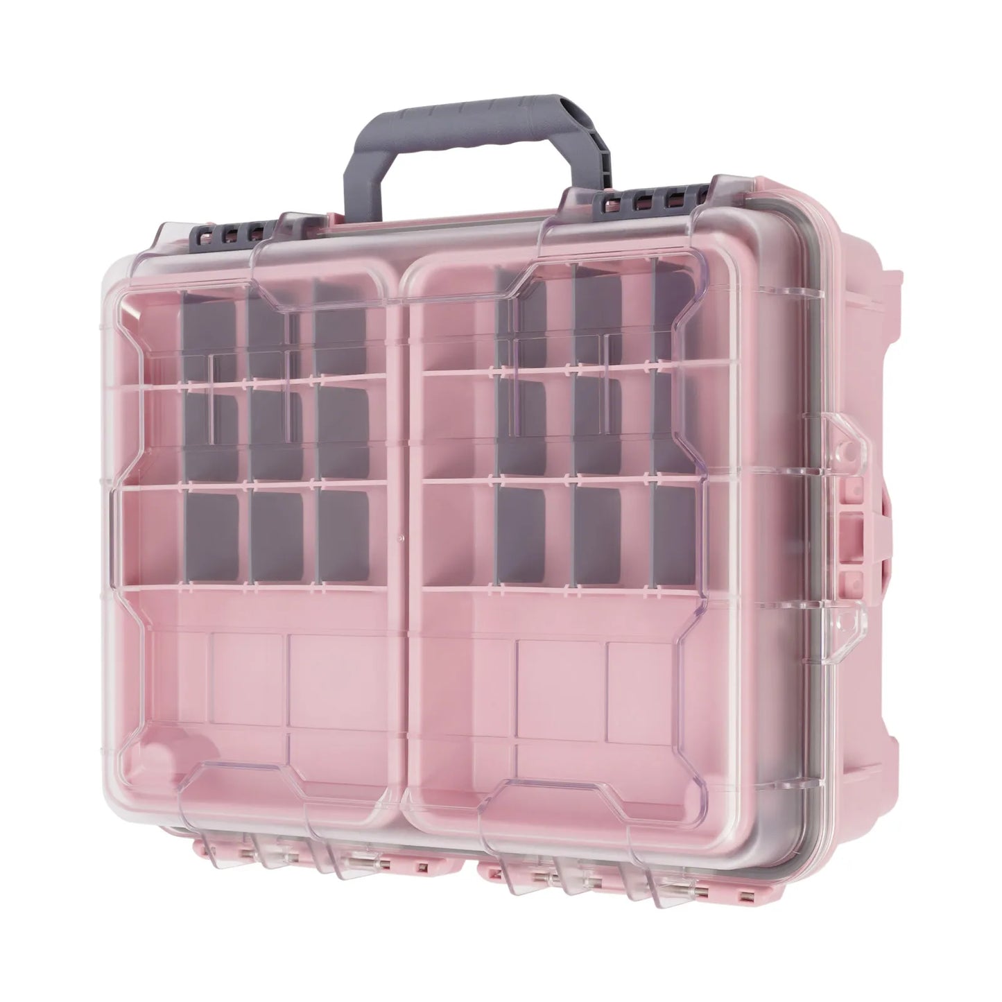 Fishing Tackle Box Small Tackle Storage Box Large Capacity Pink Multi-layer Organizer Removable Slots DIY Tray Portable Lure Bait Hook Line Container Double Lock Secure Thickened PP Waterproof Durable Outdoor Case for Fishing