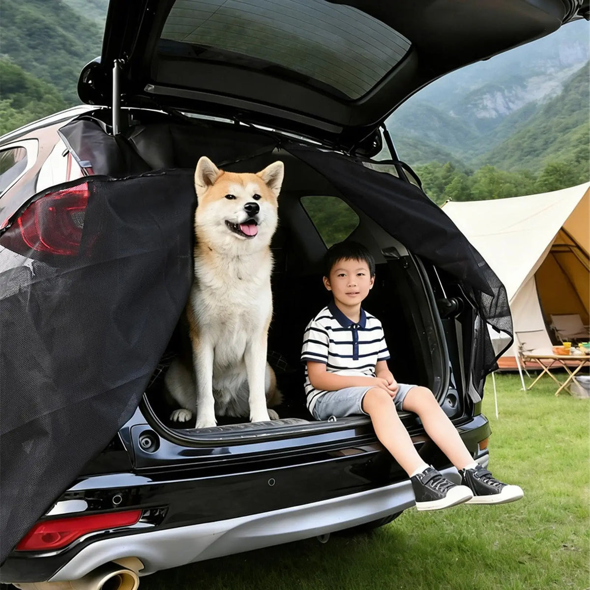 Car Rear Door Mesh Curtain, Summer Ventilated Mosquito Net, Breathable Sunshade Insect Protection for Trunk