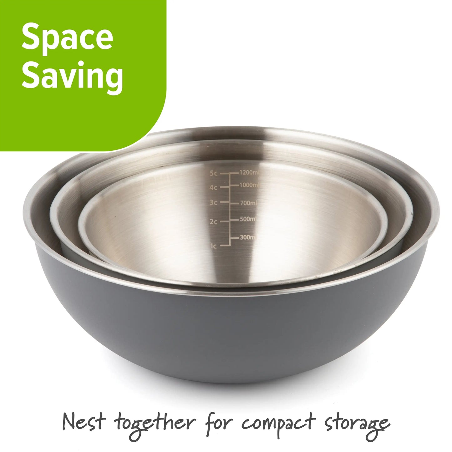 Stainless Steel Mixing Bowls Set of Three Durable Kitchen Essentials for Baking and Food Prep
