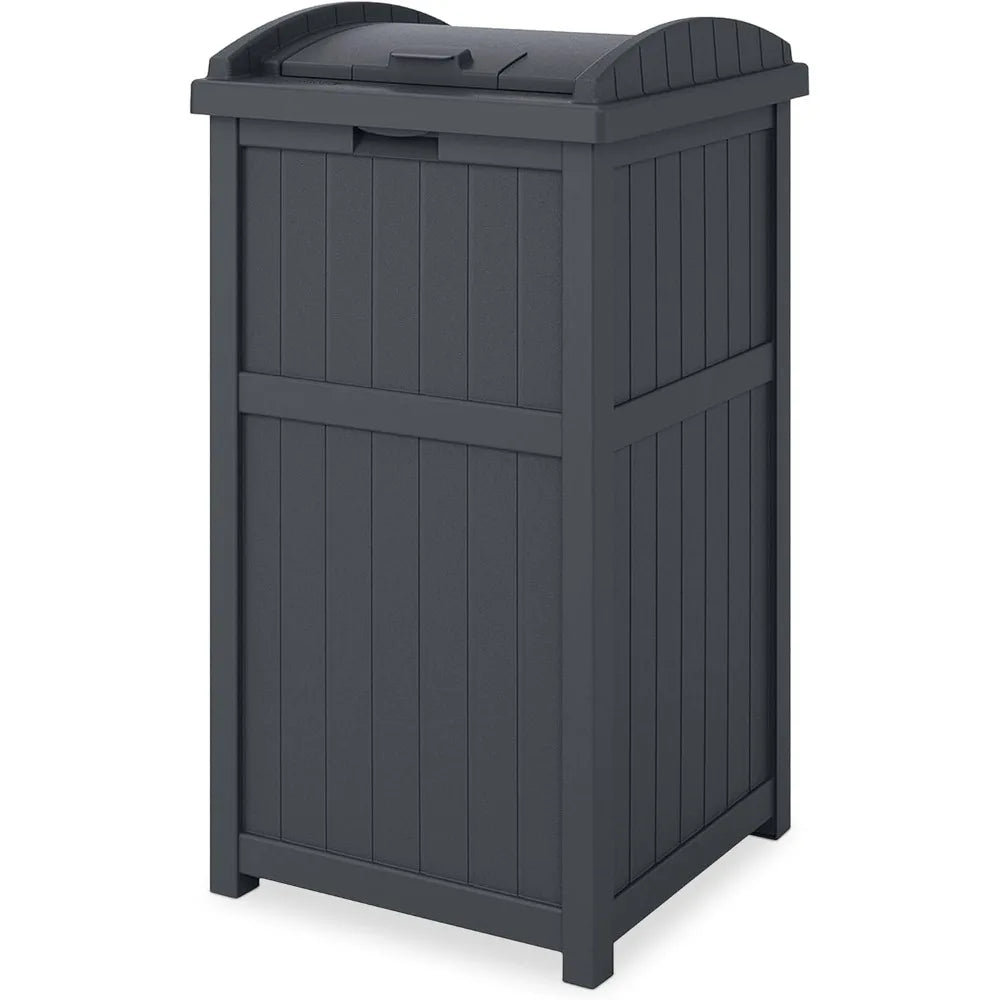 Suncast 30 Gallon Outdoor Trash Hideaway Resin Refuse Container Lid Cyberspace Concealed Waste Storage Patio Backyard Garden