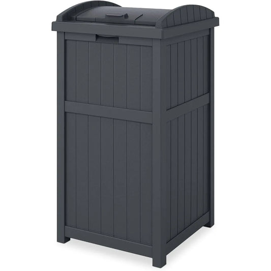 Suncast 30 Gallon Outdoor Trash Hideaway Resin Refuse Container Lid Cyberspace Concealed Waste Storage Patio Backyard Garden