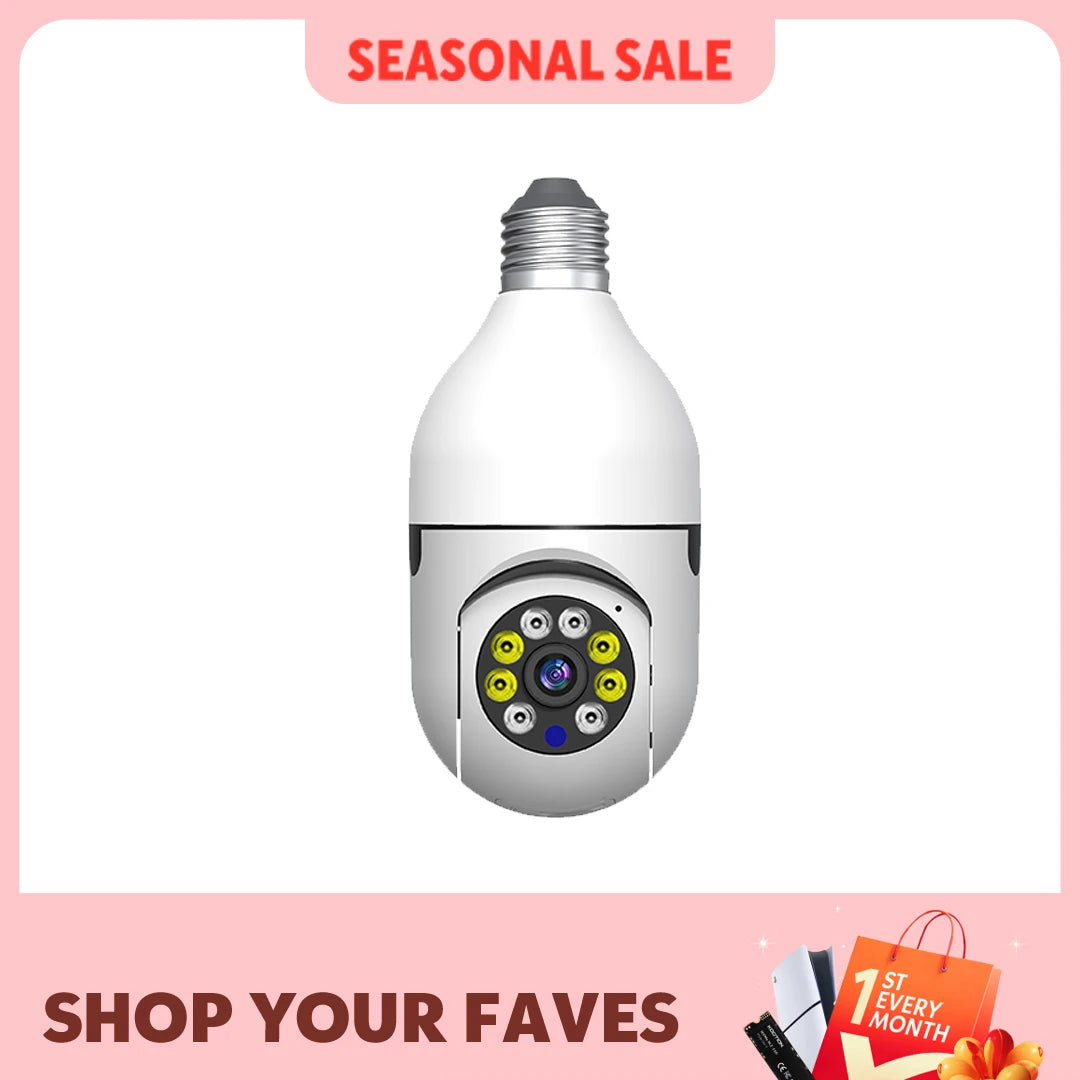 Ease Life APP-Light Bulb Security Cameras Outdoor Wireless WiFi Camera 5GHz, 360 Degree, E27 Light Socket Screw In Securi