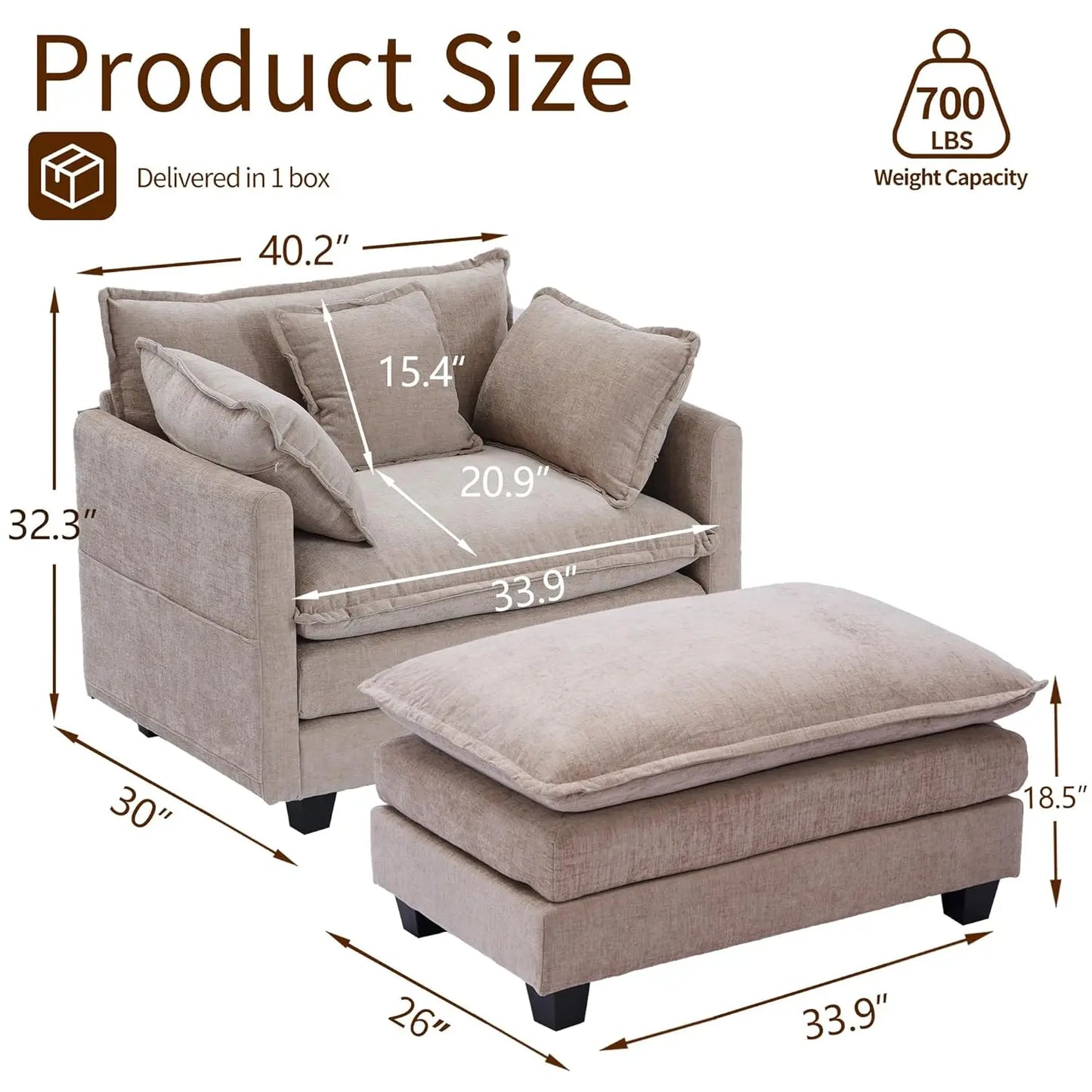 40" Chenille Lounge Chair, Modern Couch Cozy Sofa Bed, Upholstered Living Room Single Sofa Accent Chair, Customized
