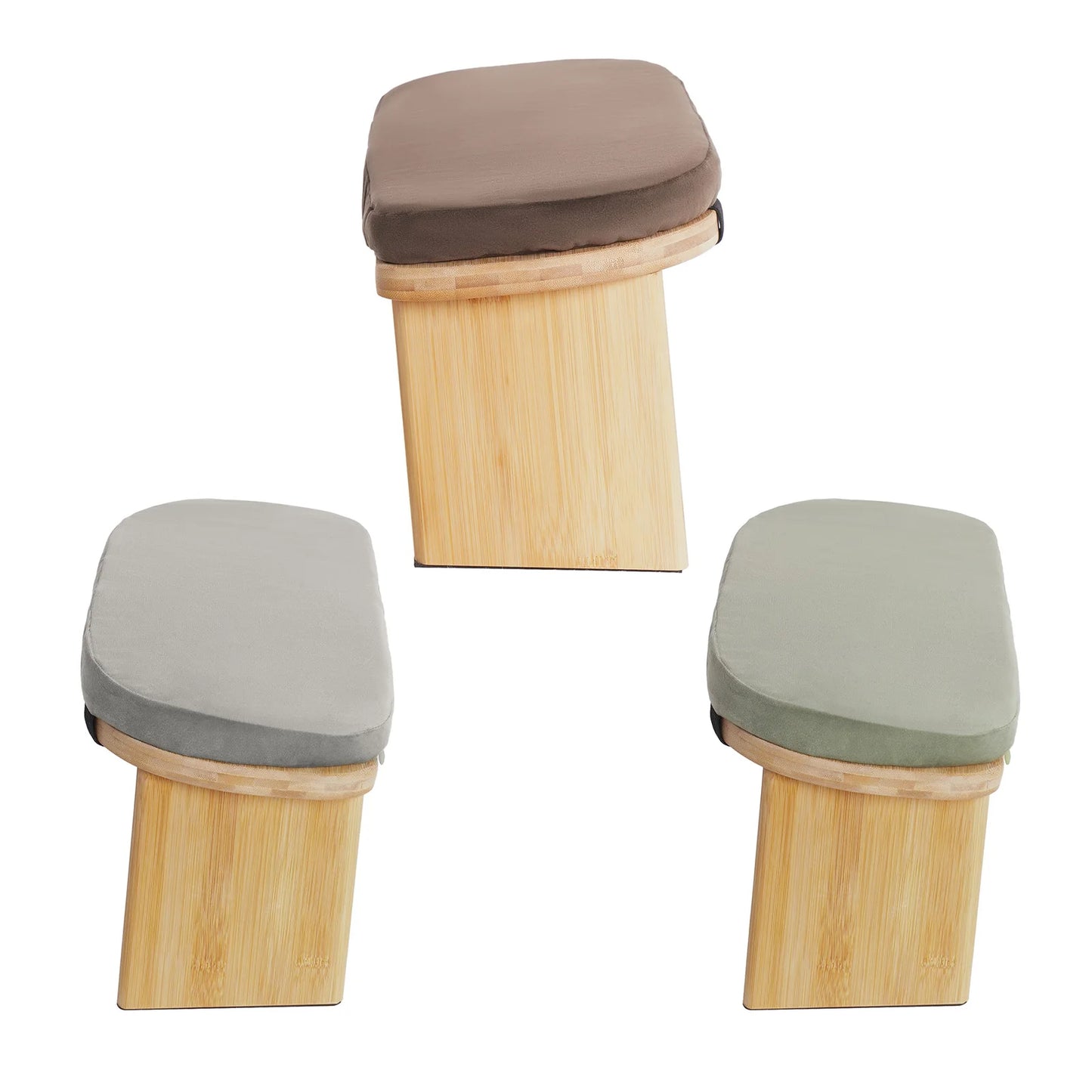 Bymaocar Meditation Bench, Foldable& Ergonomic Meditation Stool, Foldable Kneeling Meditation Bench  Coffee/Gray/Green Color